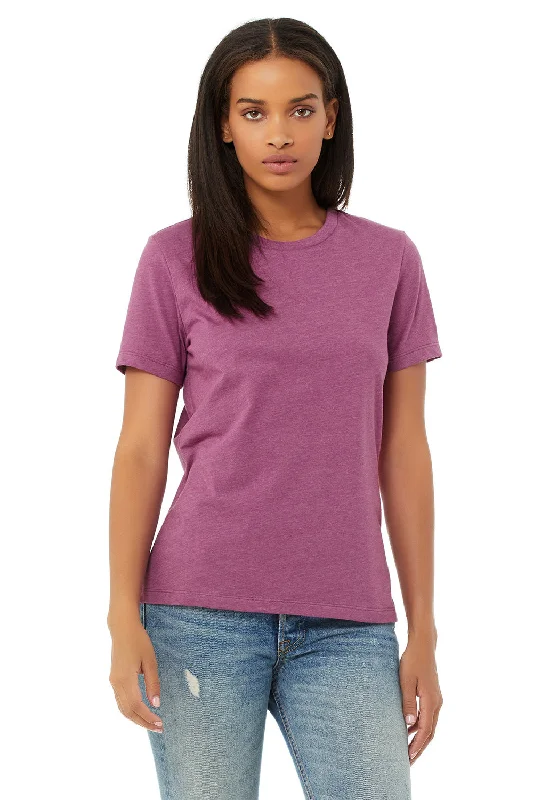 Women’s bell sleeve tops for feminine flair -Bella + Canvas Womens CVC Short Sleeve Crewneck T-Shirt - Heather Magenta