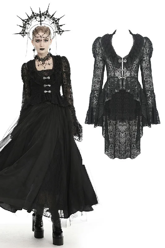 Women’s down jackets for lightweight warmth -Gothic classic victorian lace tailcoat JW218