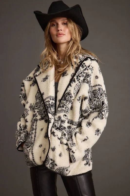 Women’s leather jackets for edgy look -Coyote Printed Sherpa Jacket