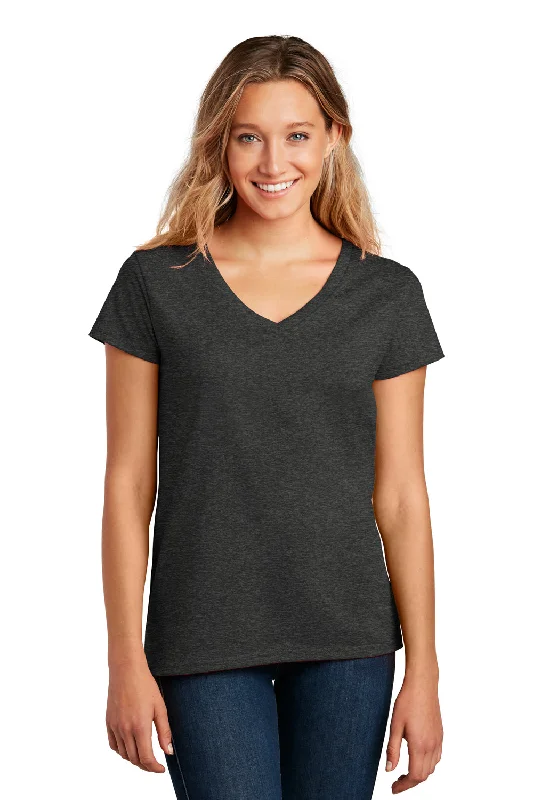 Women’s off-the-shoulder blouse tops for flirty style -District Womens Re-Tee Short Sleeve V-Neck T-Shirt - Heather Charcoal Grey