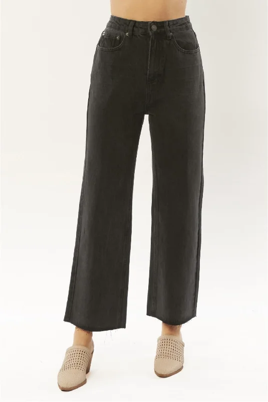 Women’s flare trousers for retro chic -Gabi Crop Flare Denim Pant In Washed Black