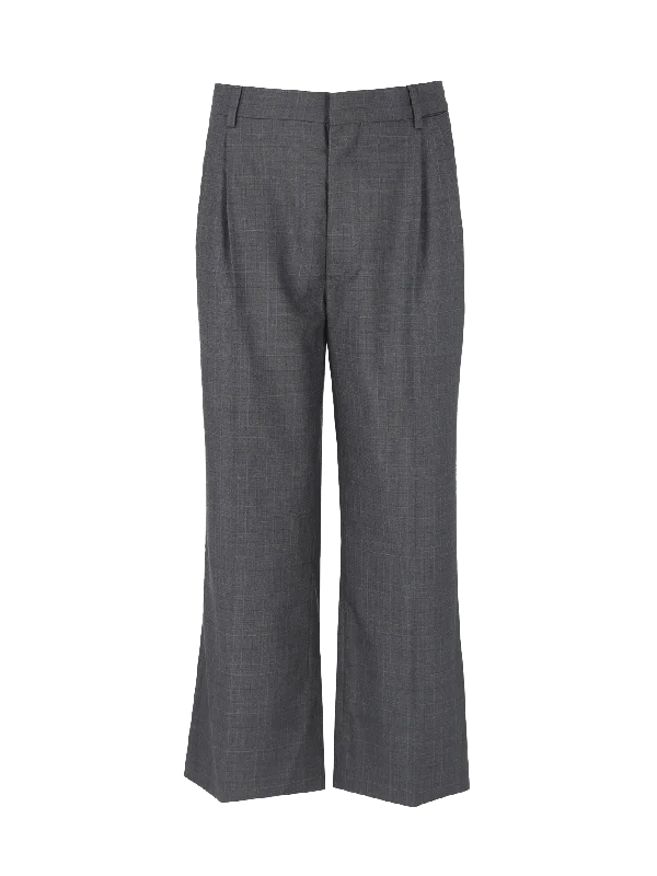 Women’s straight-leg khakis for classic style -cropped prince of wales checked wool straight-leg trousers