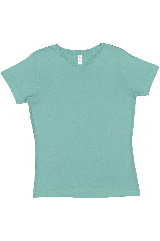 Women’s smock blouse tops for loose fit -LAT Womens Fine Jersey Short Sleeve Crewneck T-Shirt - Saltwater Green