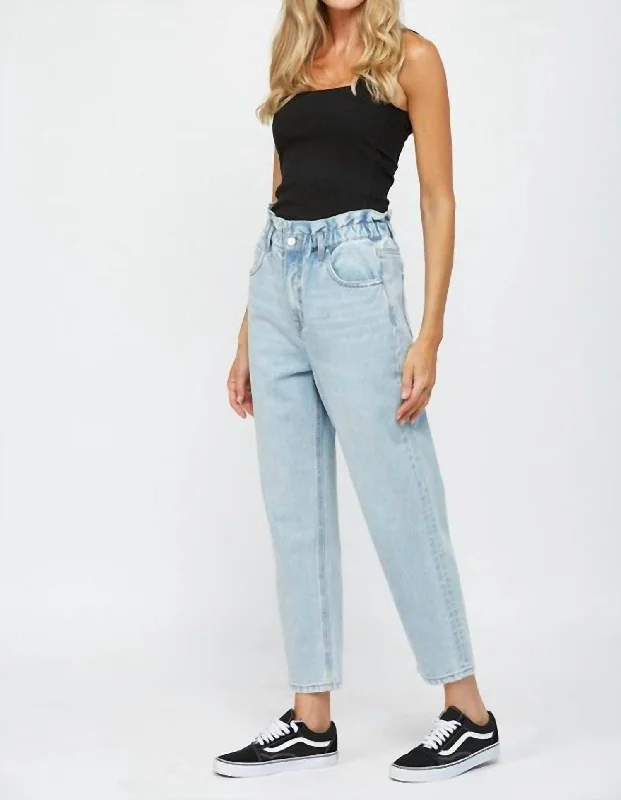 Women’s pleated pants for sophisticated look -Paperbag Super High Rise Mom Jeans In Clandestine