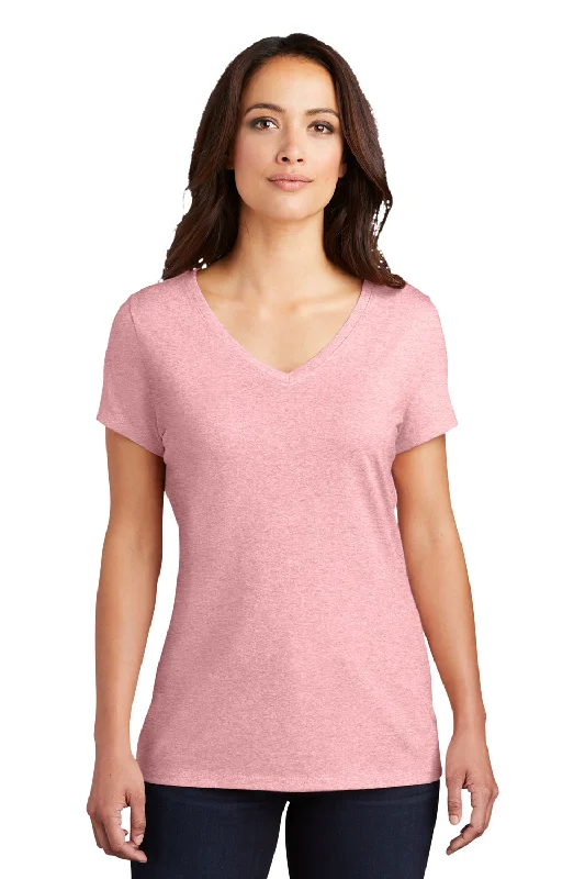 Women’s cut-out tops for modern look -District Womens Perfect Tri Short Sleeve V-Neck T-Shirt - Heather Wisteria Pink