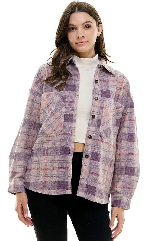 Women’s oversized trench coats for bold fashion -Women's Heavy weight Plaid Jacket