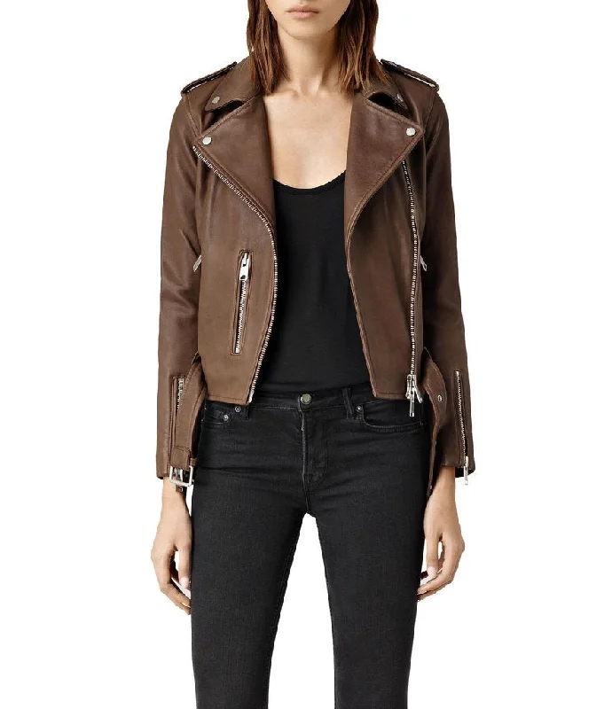 Women’s bomber jackets for casual chic -Women Classic Leather Jackets: Nancy