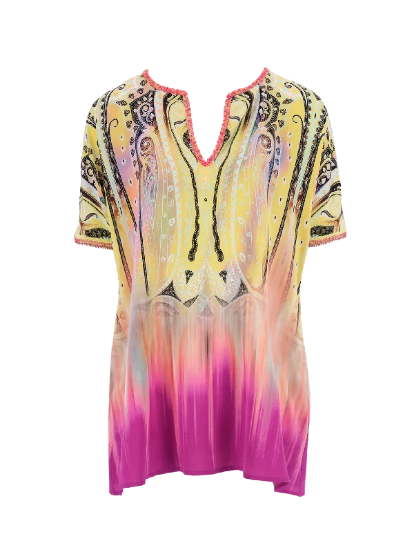 Women’s tank tops for warm weather -printed silk kaftan