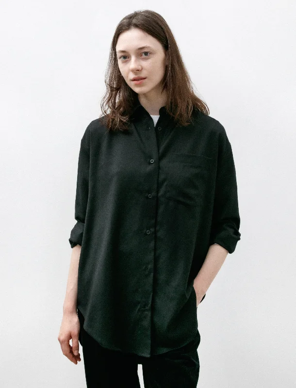 Women’s banded hem tops for sleek look -Oversized Shirt Black