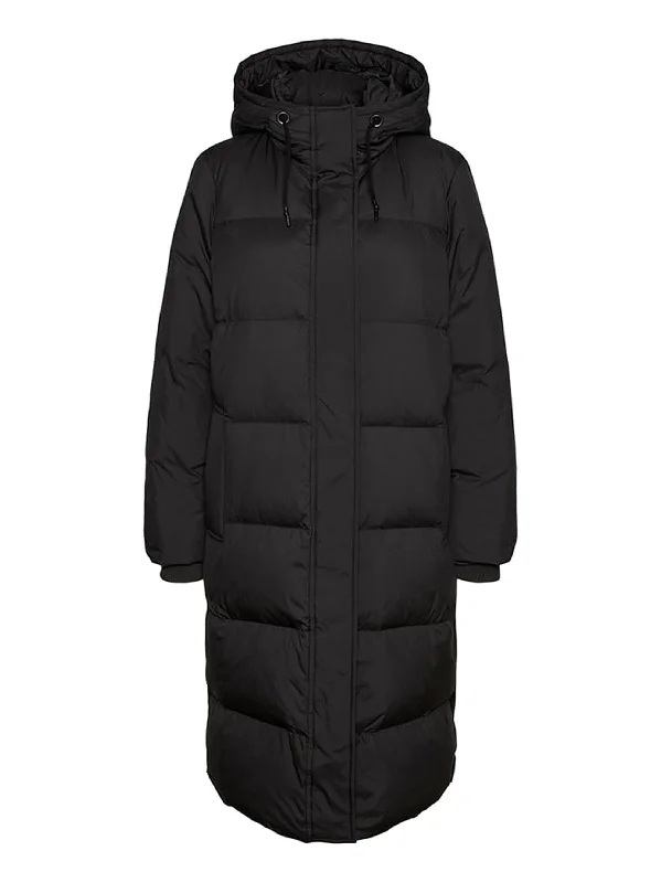 Women’s checkered coats for stylish patterns -Women's Quilted Puffer Coat,Black