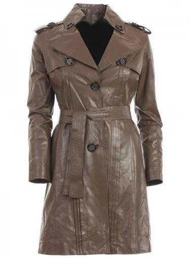 Women’s oversized wool coats for ultimate warmth -LEATHER LONG COAT