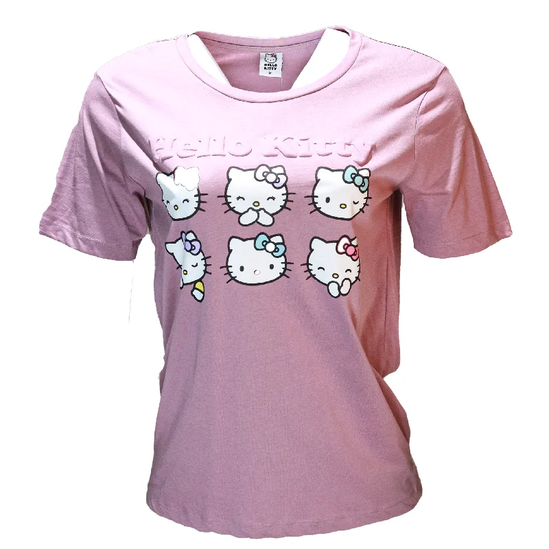 Women’s wide-leg denim for laid-back fashion -Mauve Hello Kitty Printed T Shirt