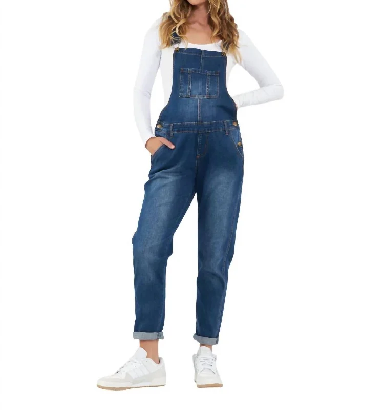 Women’s tailored pants for polished look -Denim Overalls In Indigo