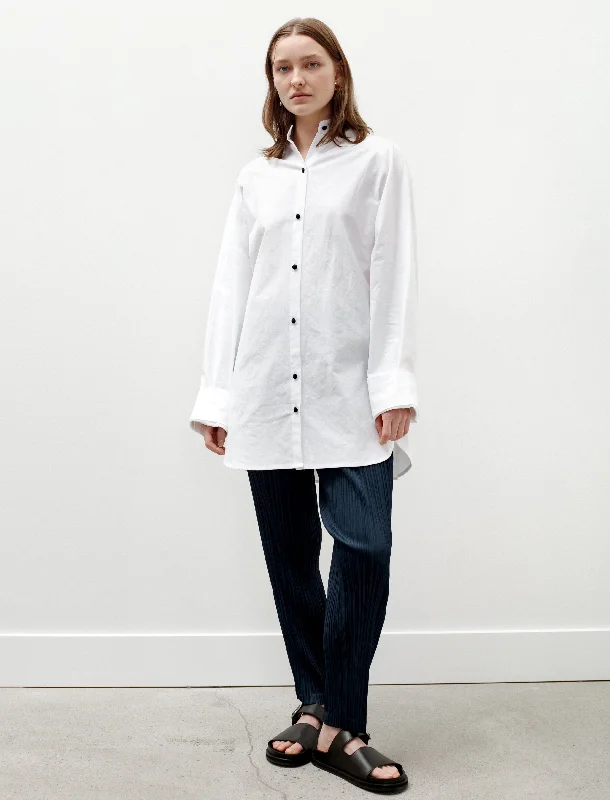 Women’s patchwork tops for unique style -Tall Shirt White