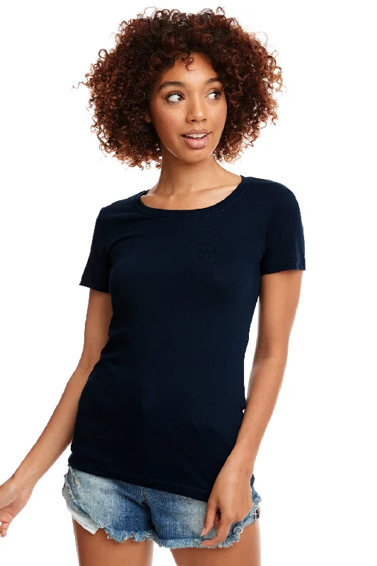 Women’s ruched tops for textured fit -Next Level Womens Ideal Jersey Short Sleeve Crewneck T-Shirt - Midnight Navy Blue