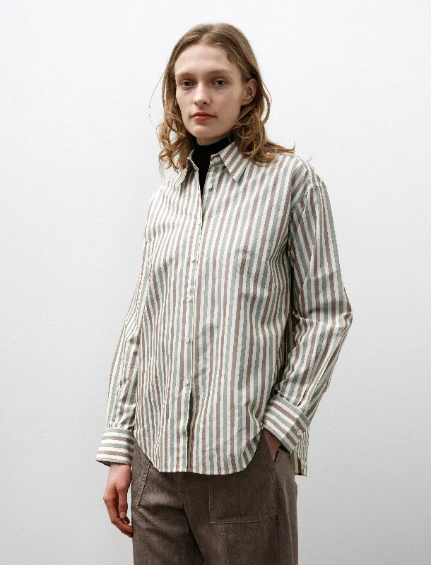 Women’s oversized tops for comfortable fit -Silk Cotton Stripe Shirt Ivory