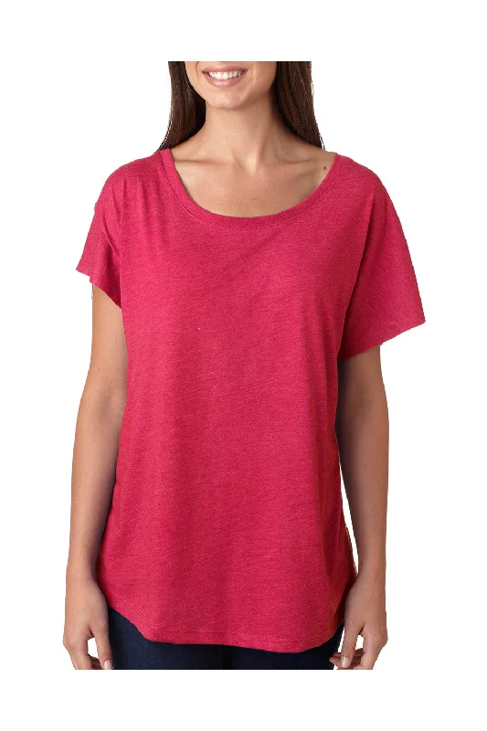 Women’s button-down tops for professional look -Next Level Womens Dolman Jersey Short Sleeve Scoop Neck T-Shirt - Vintage Shocking Pink - Closeout