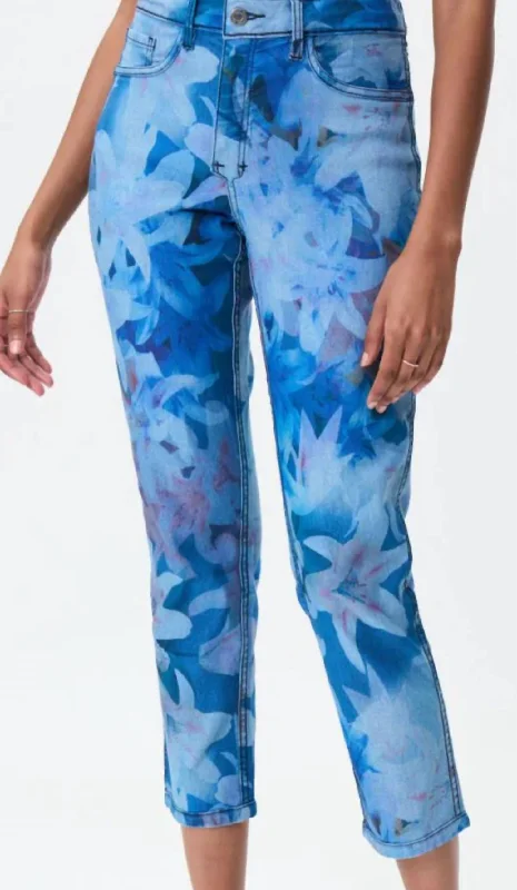 Women’s checkered pants for bold look -Floral Pants In Light Blue