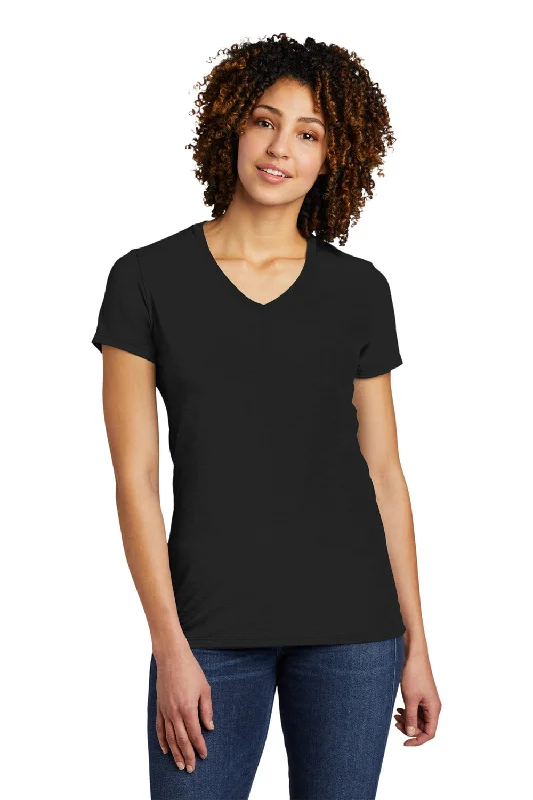 Women’s bohemian tops for free-spirited style -Allmade Womens Short Sleeve V-Neck T-Shirt - Deep Black