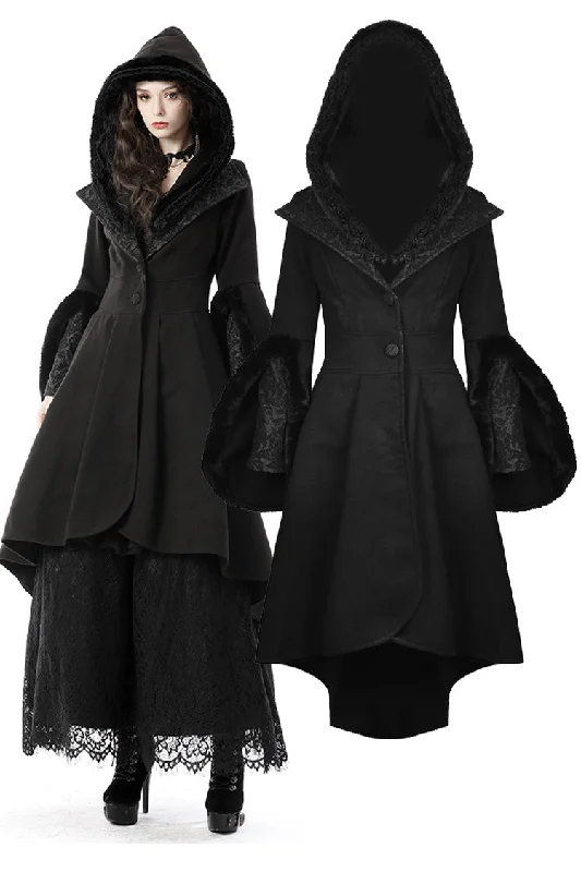 Women’s puffer jackets for warmth and comfort -Gothic lady woolen cocktail coat with lovely collar JW123-1