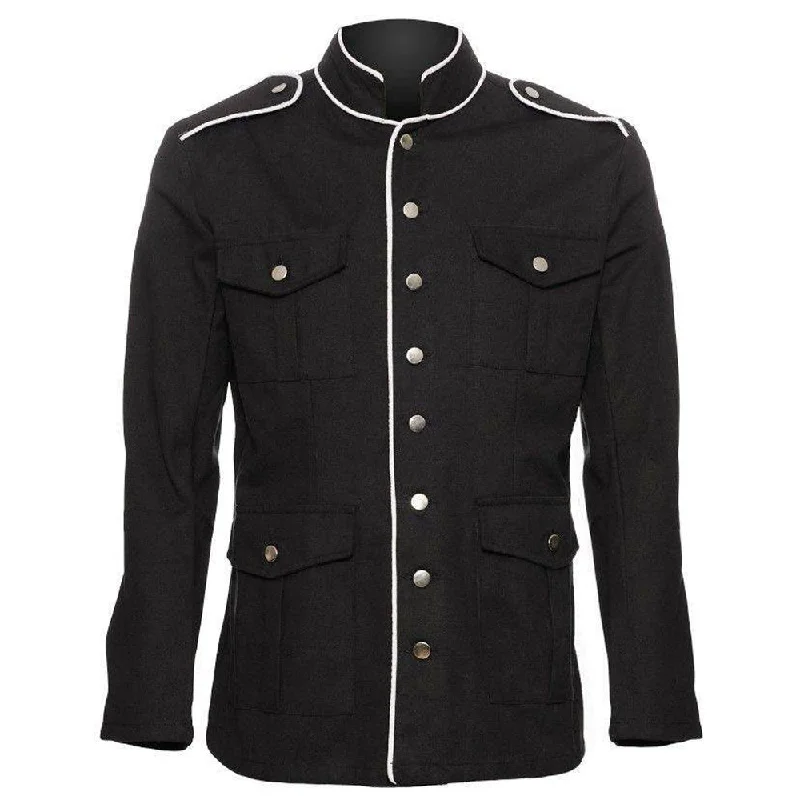 Women’s bomber-style jackets for trendy flair -Men Military Band Gothic Coat