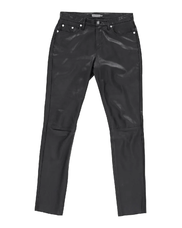 Women’s fitted denim for sleek fit -Calvin Klein Jeans in Black Lambskin Leather