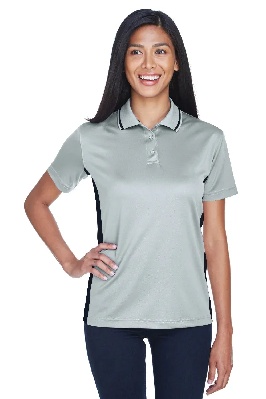 Women’s chiffon tops for lightweight wear -UltraClub Womens Cool & Dry Moisture Wicking Short Sleeve Polo Shirt - Grey/Black