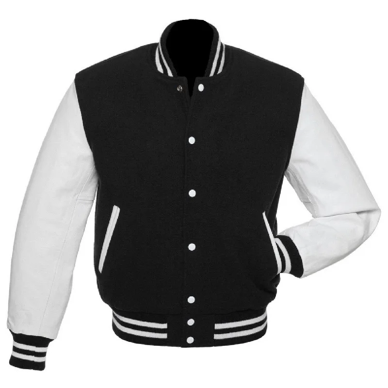 Women’s double-breasted coats for structured look -Varsity Black and White Jacket