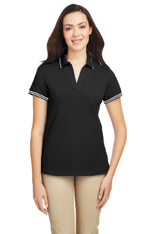 Women’s denim button-up tops for laid-back fashion -Nautica Womens Desk Short Sleeve Polo Shirt - Black/White