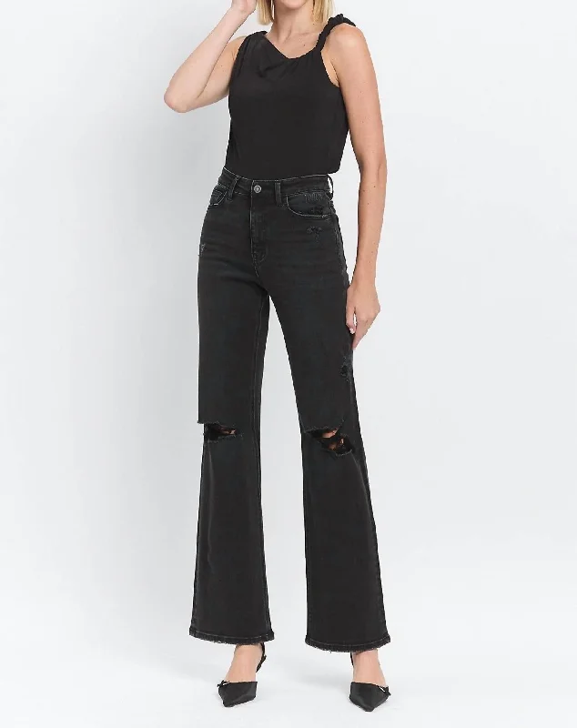 Women’s jogger pants for relaxed fit -90's Vintage Flare Jeans In Black