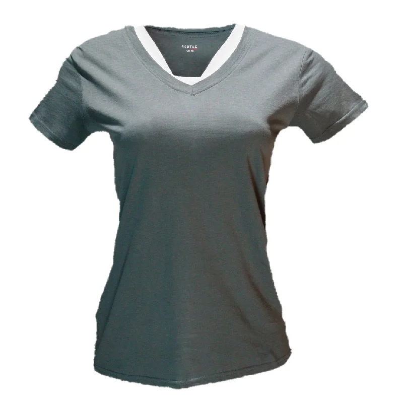 Women’s maternity pants for stylish comfort -Dark Green Short Sleeve V Neck T Shirt