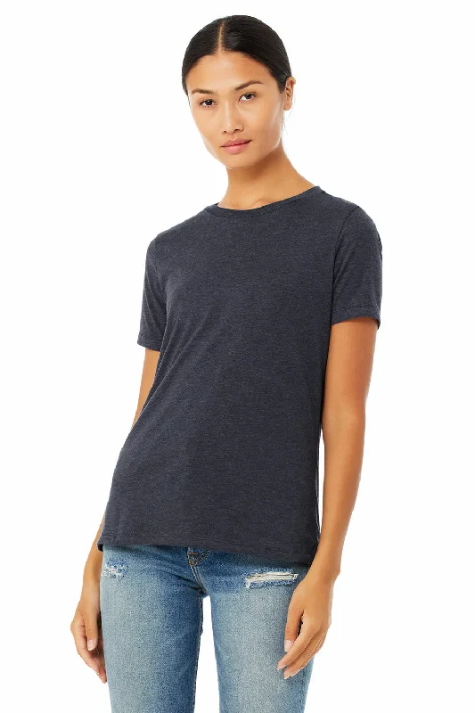 Women’s drawstring tops for adjustable comfort -Bella + Canvas Womens CVC Short Sleeve Crewneck T-Shirt - Heather Navy Blue