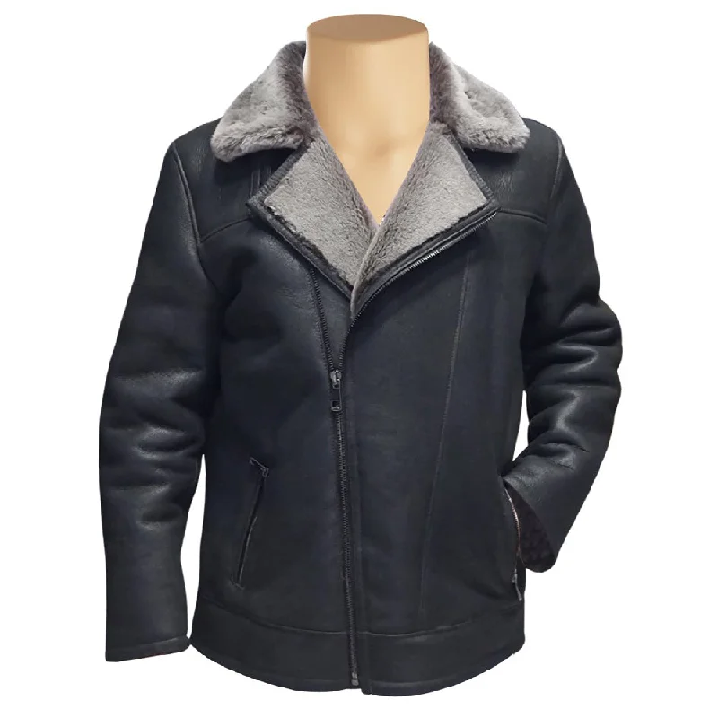 Women’s puffer vests for winter layering -Drake's Black Shearling Car coat