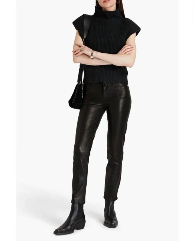 Women’s cargo joggers for street style -Le High Leather Pants In Noir