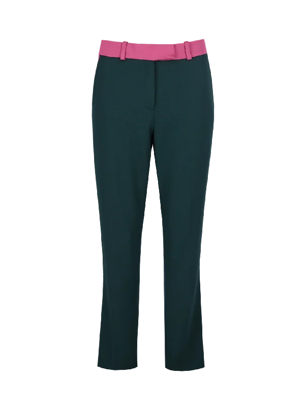 Women’s cropped leggings for warm-weather wear -satin-trim wool tapered trousers