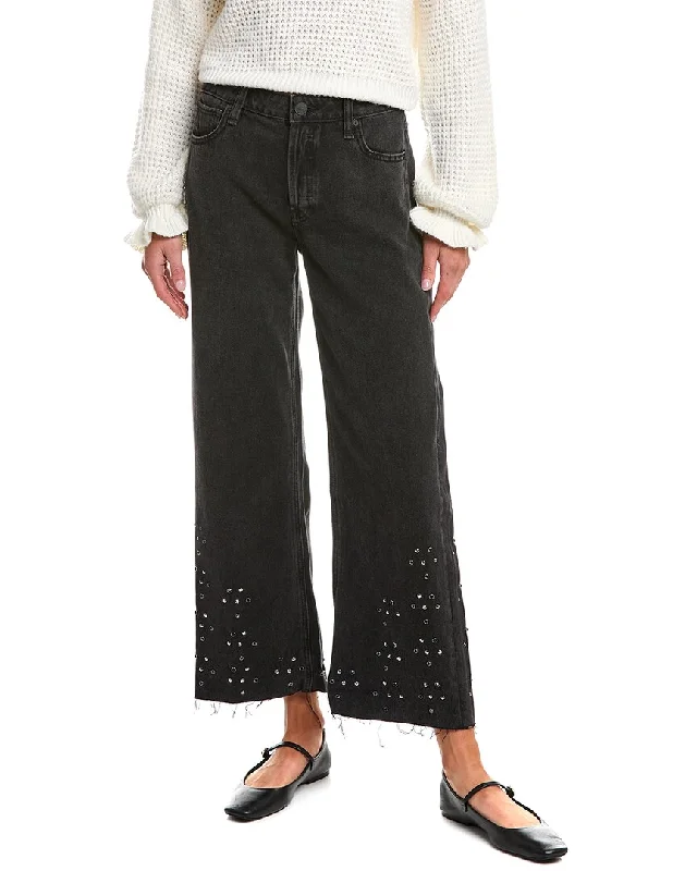 Women’s straight-leg jeans for everyday wear -HUDSON Jeans Rosalie Black Glitter Wide Leg Jean