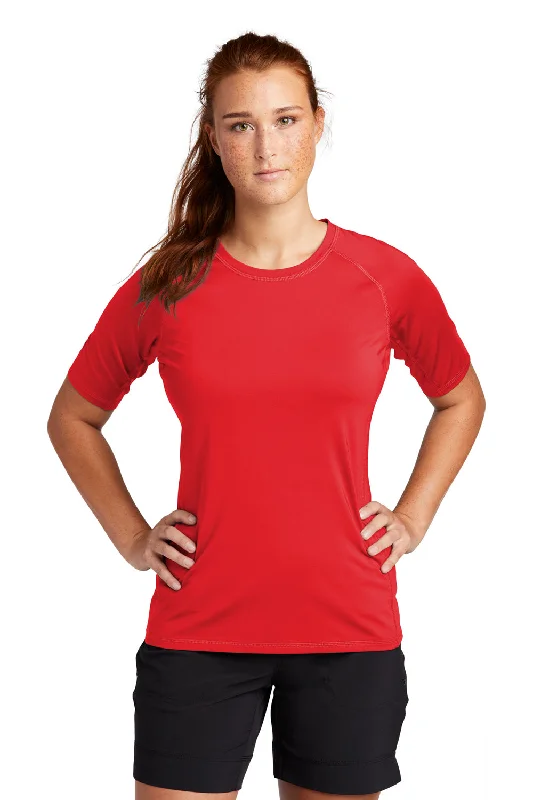 Women’s oversized tops for comfortable fit -Sport-Tek Womens Rashguard Moisture Wicking Short Sleeve Crewneck T-Shirt - True Red