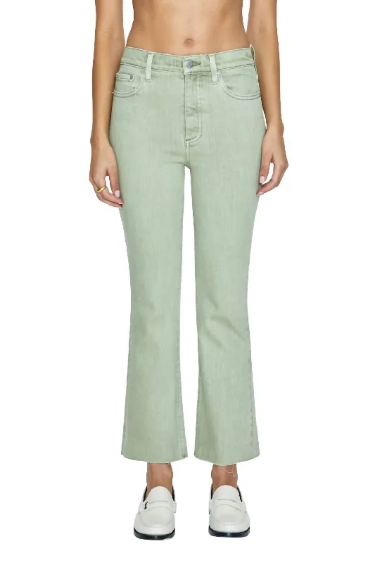 Women’s wool pants for winter warmth -Lennon High Rise Crop Boot Jeans In Sage Snow