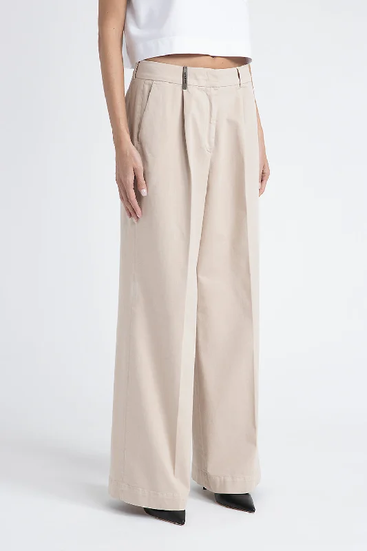 Women’s relaxed-fit pants for everyday wear -Wide-leg trousers in cotton gabardine