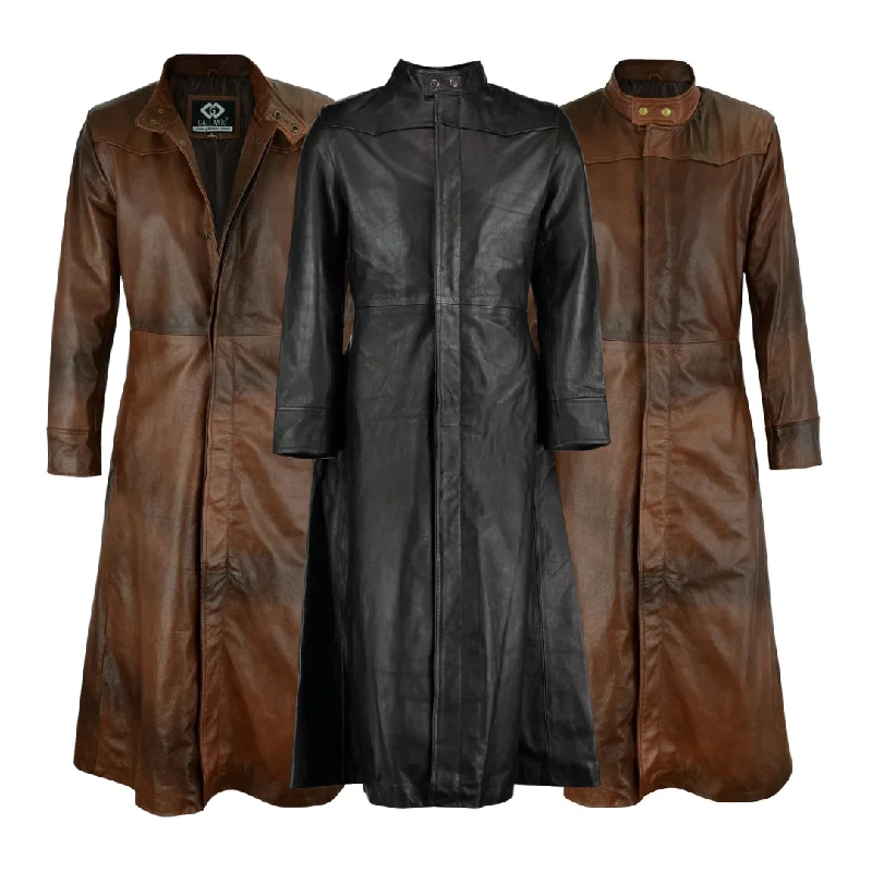 Women’s pea coats for timeless style -25x LEATHER LONG COATS