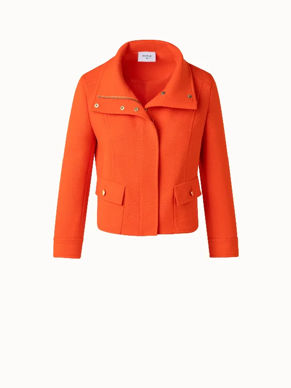 Women’s corduroy jackets for retro appeal -Cropped Jacket in Wool Tricotine