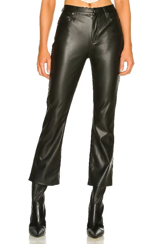 Women’s flare-leg trousers for modern fashion -Lennon Faux Leather Cropped Bootcut Pants In Slate Black