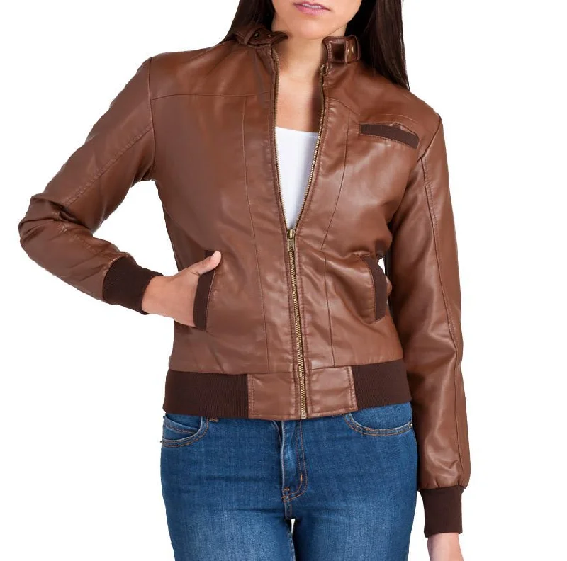 Women’s puffer jackets for warmth and comfort -Women Bomber Leather Jackets: Bendy