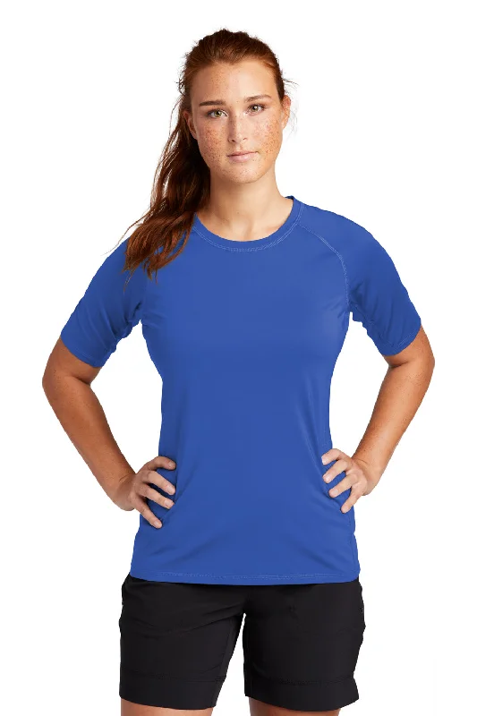 Women’s tunic tops for relaxed style -Sport-Tek Womens Rashguard Moisture Wicking Short Sleeve Crewneck T-Shirt - True Royal Blue