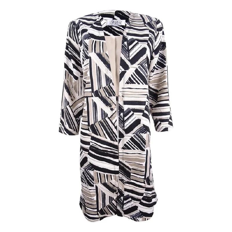 Women’s striped jackets for bold pattern -Kasper Women's Abstract-Print Ottoman Jacket