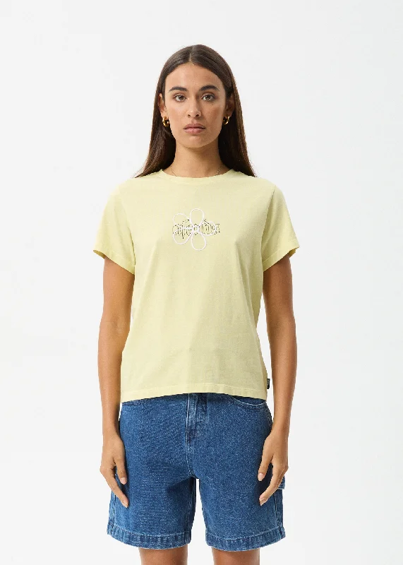 Women’s long sleeve tops for cooler days -AFENDS Womens Heidi - Regular Tee - Lemongrass