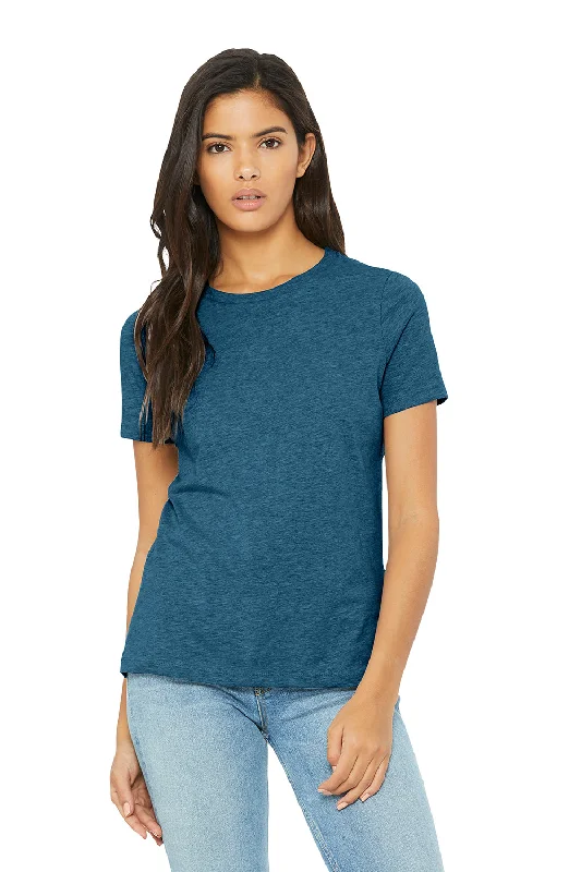 Women’s corduroy tops for fall and winter fashion -Bella + Canvas Womens CVC Short Sleeve Crewneck T-Shirt - Heather Deep Teal Blue