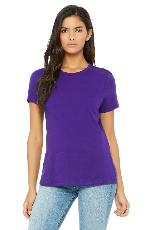 Women’s corduroy tops for fall and winter fashion -Bella + Canvas Womens Relaxed Jersey Short Sleeve Crewneck T-Shirt - Team Purple