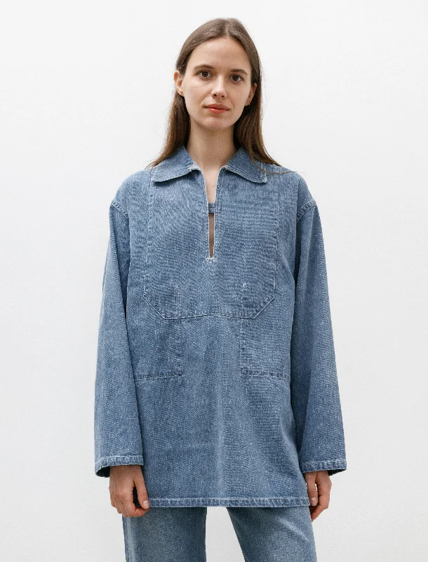 Women’s v-neck tops for flattering fit -Selvedge Faded Light Denim Shirt