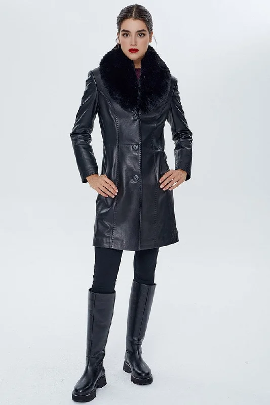 Women’s trench coats for classic fashion -Black Christina Long Coat For Women